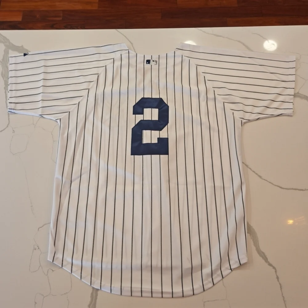 NWT Authentic Majestic Derek Jeter #2 New York Yankees Pin Stripe Jersey Size 52